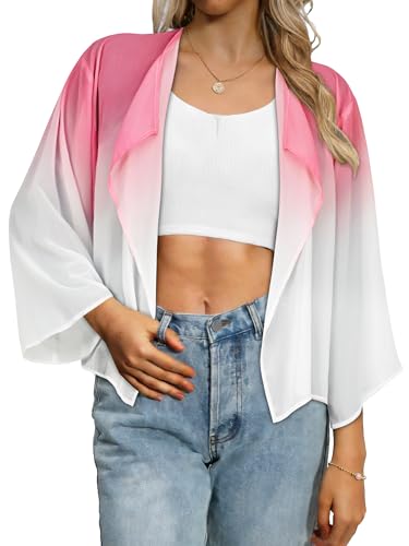 Image of Womens Summer Tops Short Shrugs Kimono Cardigans Casual Chiffon Bolero Jackets 2026