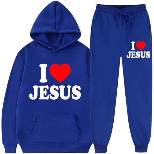 I Love Jesus I Heart Jesus Christian Faith Unisex Tracksuit Set 2 Piece Casual Comfortable for Men & Women
