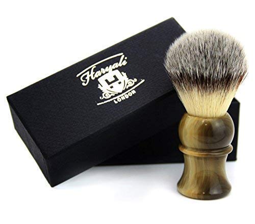Gift Box for Men (Sythetic Hair Shaving Brush with Stunning Horn stimulated Handle with Men Made by Haryali)