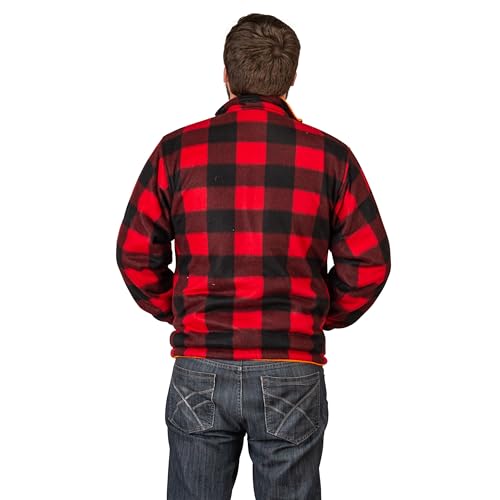 TrailCrest by Treel Men's Buffalo Plaid & Safety Blaze Orange Reversible Outdoorsman Workwear Jacket4