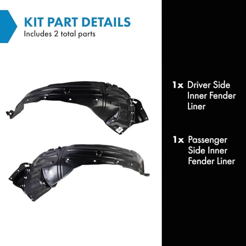 Image of TRQ Inner Fender Liner Set Compatible with 2009-2011 Honda Pilot HO1248135 HO1249135