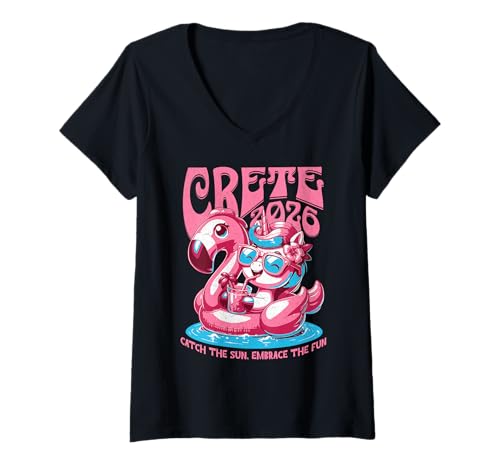 Mujer Creta 2026! Vacaciones a Juego en Las Islas Griegas Camiseta Cuello V