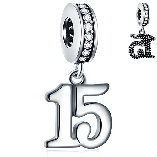 GLOWDAS 10 to 25 28 30 31 33 35 36 40 45 50 55 60 65 70 75 80 Birthday Charms, fits European Anniversary Bracelet/Necklace, 925 Sterling Silver Number Pendant Beads, Gifts for Lover/Family/Friends