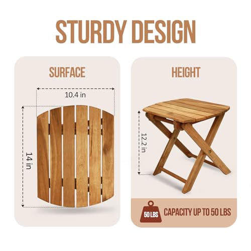 Timberholm SMALL PATIO SIDE TABLE Pack Of 2 Small Folding Tables, Outdoor Wood Coffee Table, Portable Side Table thumb #1