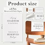 ChissNook Reserved Seating Chair Signs, This Row Is Reserved Pew Cloths Seating Placeholder for Church Pews, Wedding Decorations for Reception Parties Celebrations Event Meetings (White, 4 PCS)