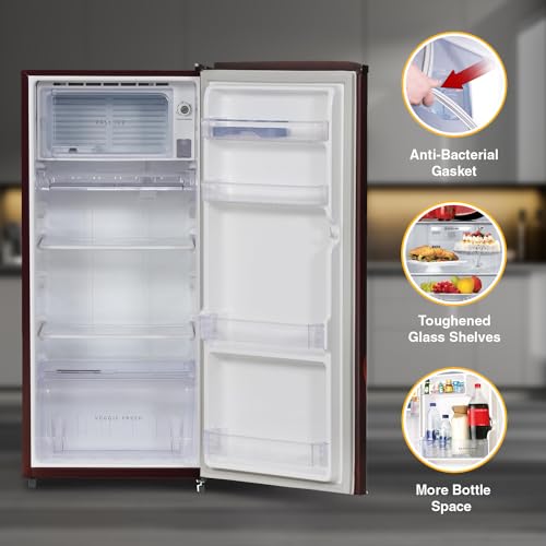 Image of Whirlpool 184 L 3 Star Direct-Cool Single Door Refrigerator (205 WDE PRM 3S WINE RADIANCE-Z, Wine Radiance,Red, 2023 Model)