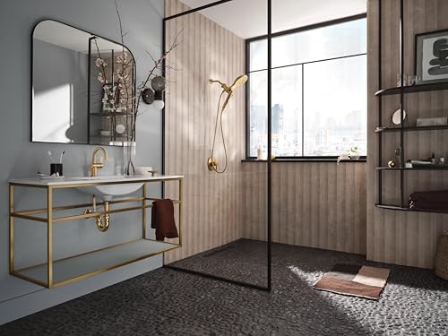 Moen Verso Brushed Gold Eight-Function 7" Diameter Spray Head and Detachable Handshower Combo with Eco Performance and 72" Hose, 220C3EPBG