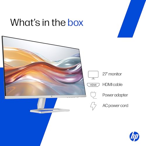 Image of HP Series 5 27 inch(68.6cm) FHD Monitor - Eye Safe Certified, 99% sRGB, IPS, LCD, 3-Sided Micro-Edge, Anti-Glare, 300nits, 2 HDMI 1.4, Black, 3.2kg,527sf