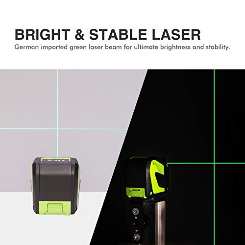 CO-Z Laser Level Green, 180-Degree Cross Line Laser Self Leveling Tool for Hanging Pictures Construction, Self-Leveling Horizontal and Vertical Laser Leveler with Magnet Pivoting Base and Laser Target - Thumbnail 2