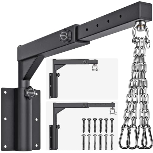 Dolibest Wall Mount Heavy Bag Hanger with 4 Chains Heavy Duty 360 Swivel Punching Bag Hanger Stand Adjustable Boxing Hanger for Home Gym Indoor Outdoor (800 LB Capacity)