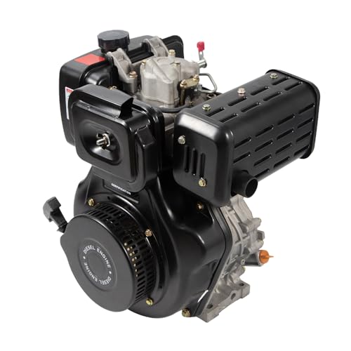 FXEIPOL 10HP Diesel Engine, 4 Stroke Single Cylinder Diesel Motor, 418CC Diesel Engine with Air Cooling System, Hand-Pull Start Engine Motor for Garden Irrigation, Small Transport Vehicles