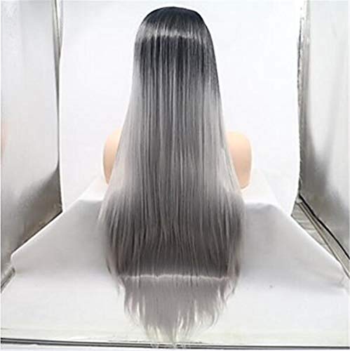 Perruque synthétique lacet avant longue 20 pouces cheveux lisses
