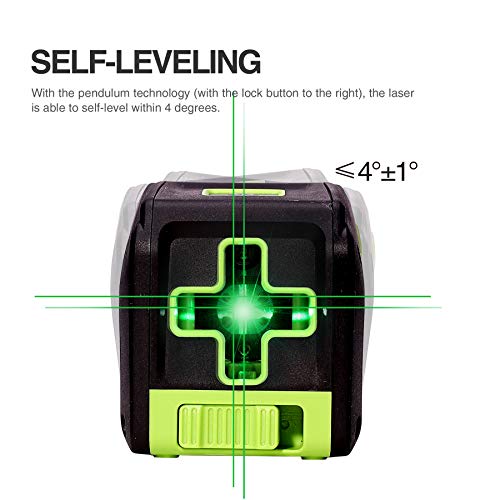 CO-Z Laser Level Green, 180-Degree Cross Line Laser Self Leveling Tool for Hanging Pictures Construction, Self-Leveling Horizontal and Vertical Laser Leveler with Magnet Pivoting Base and Laser Target - Thumbnail 4