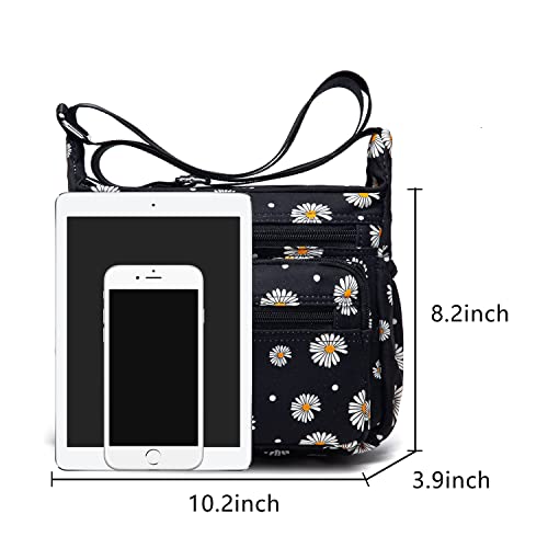 Image of Nylon Floral Multi-Pocket Crossbody Purse Bags for Women Travel Shoulder Bag