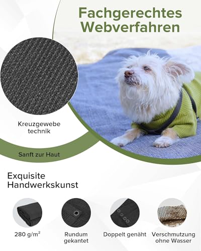 FoundGo Vorzeltteppich mit Ösen [280g/m² HDPE] Camping Teppich Outdoor Vorzeltboden inkl. Tragetasche 8 Stahlnägel & Wäscheleine Anthrazit – Ansicht 4