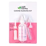 VetWorthy 7-Piece Canine Nursing Kit - Dog Nursing Set for Orphaned and Newborn Puppies - Pet Feeding Support Kit with Feeding Bottle, Milk Bottle Brush, and 5 Nipples
