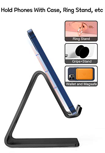 Aoviho Desk Cell Phone Stand Desktop Phone Holder - Aluminum Mobile Phone Stand For Iphone 13 12 Pro Mini 11 X Xr Xs Max 8 7 6 6S Plus Se 5 5S Samsung All Smart Phones (Black) #TOP3