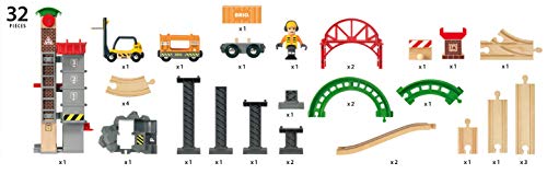 BRIO World 33887 Großes Lagerhaus-Set mit Aufzug - Zubehör Holzeisenbahn - Konstruktionsspielzeug empfohlen für Kinder ab 3 Jahren