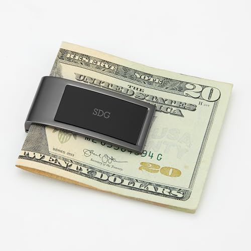 THINGS REMEMEBRED Engraved Monogram Gunmetal and Black Money Clip (Free Customization)3