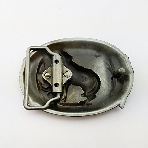 LAXPICOL Fashion Vintage Retro Wolf Belt Buckle, Accessories For Men, Western Cowboy Blue Enamel Grey Tone, Blue, M