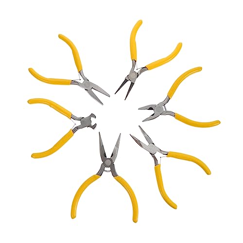 HOMSFOU 6pcs Mini Diy Jewelry Pliers Mini Tongs Jewelry Wire Bending Pliers Wire Wrapping Tool Jewelers Tools Iron Yellow