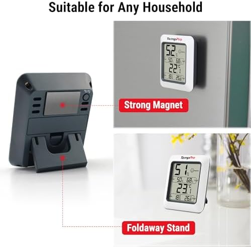 ThermoPro TP50 dijital termo-higrometre, iç mekan termometresi, higrometre, sıcaklık ve nem ölçer, oda iklimi kontrolü, oda havası kontrolü, klima monitörü için - Görsel 7