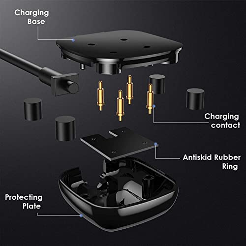 Image of Zitel Charger Dock Cable Compatible with Fitbit Versa 4 / Sense 2 (NOT for Versa 1 / Versa 2 / Versa 3) - Black