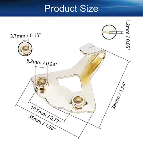 Image of Picture Hangers 1.2mm Thick Picture Hooks with Nails Professional Picture Hanging Kit, for Office Pictures House Decoration Clock Wall Mounting Brass Tone 30pcs