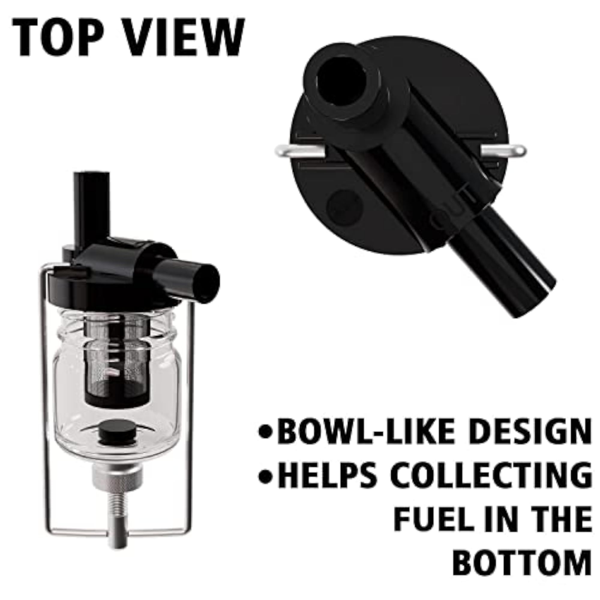 Magnetic Glass Bowl Inline Petrol Fuel Filter for Bullet Motorcycles