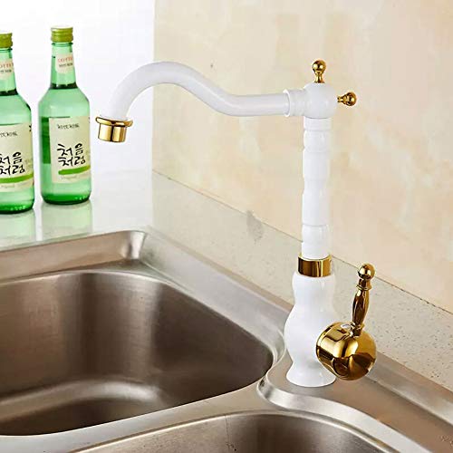 Robinet de cuisine à levier unique anti trace blanc mat d'évier