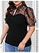 MakeMeChic Women's Plus Size Mesh Patchwork Pearls Tie Neck Top Puff Sleeve Frill Trim T Shirt Tops Black XX-Large Plus
