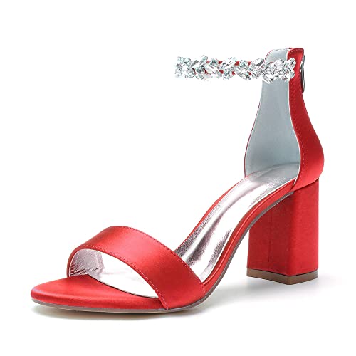 Womens Comfortable Sandals for Wedding Rhinestone Chains Prom Shoes