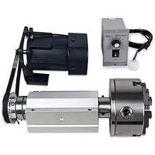 RATTMMOTOR Motor Lathe Chuck Spindle Assemblies, 3 Jaw K11-160mm Lathe Chuck with 120W 110V Optical Shaft Adjustable Speed Motor+Driver, Through Hole 22mm for CNC Lathe
