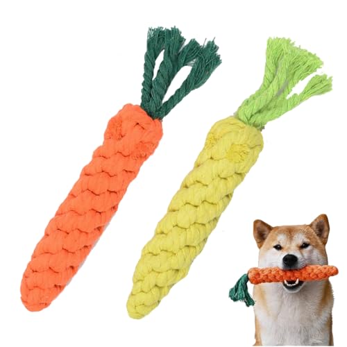 2 pezzi di corda giocattolo per cani, tiro alla fune interattivo cane treccia forma carota dentizione universale cani.