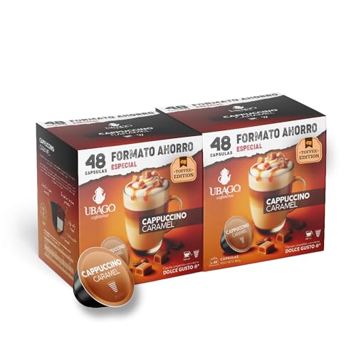 Ubago Café en cápsulas Café Cappuccino Caramel, Toffee Edition, compatible con capsulas Dolce Gusto, oferta de 96 unidades