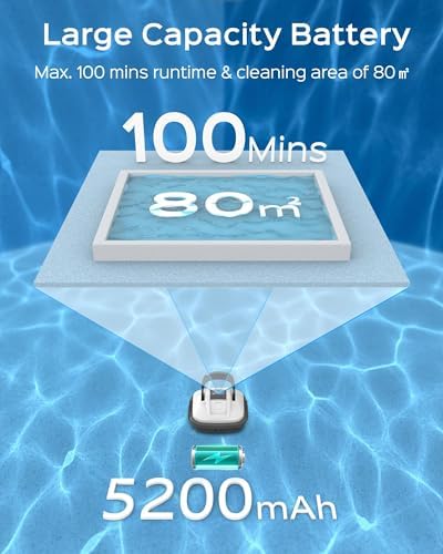 Bild 3 - WYBOT Poolroboter Akku Kabellos Poolsauger Roboter, Poolroboter Akku Robotersauger 100 Mins Automatisches Parken mit Dual-Antriebsmotoren für Flachem Boden Aufstellpools bis 80 m² Weiß