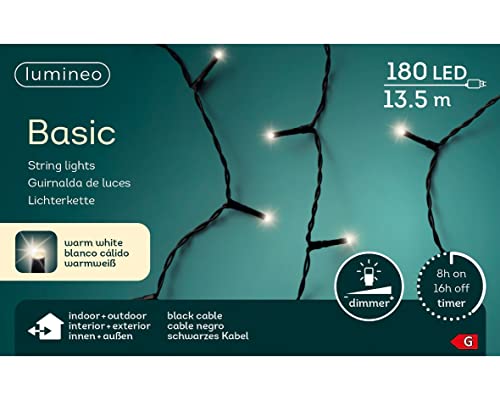 Lumineo Lichterkette Basic warm weiß - 180 LED's - 13,5 Meter -...