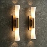 Tribesigns 21.7' Gold Wall Sconces, 2-Light Modern Wall Light Fixture with Frosted Glass Shade for Living...