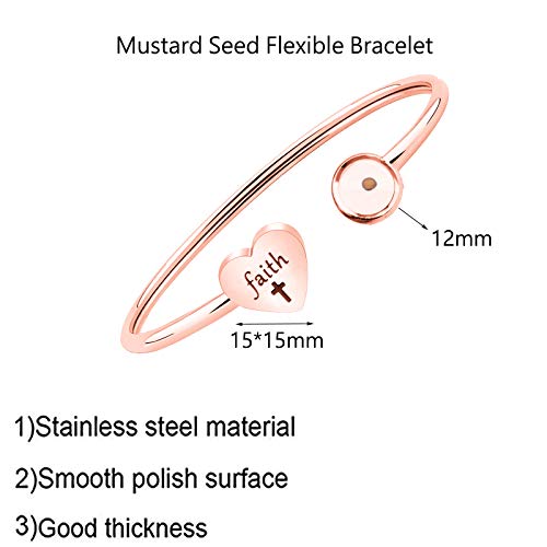 Image of Inspirational Mustard Seed Bangle Faith Cross Cuff Bracelet Jewelry Christian Gift