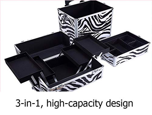 DPPAN 3-in-1 Professionell Groß Trolley Kosmetikkoffer, Alu Make-up Koffer mit 360° Rollen, Schminkkoffer für… – Bild 4