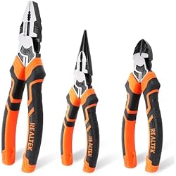 REALTEK 3-Piece Pliers Set, Premium CR-V Constructions, Tool Set Includes 8