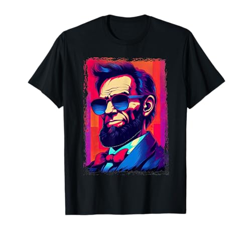 Funny Abe Lincoln Shirt Retro Sunglasses 80s Abraham Lincoln T-Shirt