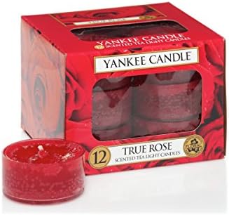 YANKEE CANDLE True Rose Tealight Candles, Tea Light (x12), Red