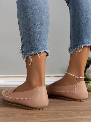 Image of Loafers for Women Leather Business Casual Shoes Comfortable Lightweight Penny Loafers Slip On Work Flats Moccasins Driving Boat Shoes