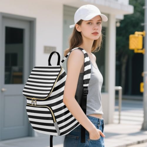 Sac à dos femme rayé noir blanc ultra léger pour soulager vos épaules