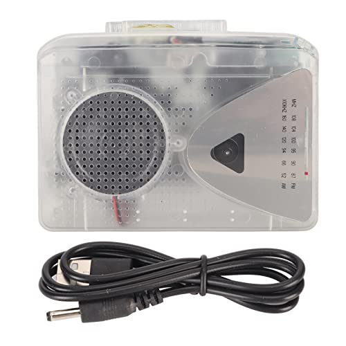 Portable Cassette Player, Personal Cassette Player with 3.5mm Earphone Jack, Supports FM AM Radio Stereo (Transparent)