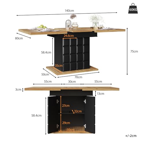 Table à manger télescopique extensible pour optimiser les petits espaces