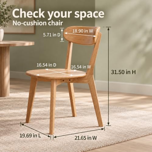 Solid Oak Dining Chairs Set of 6, Solid Wood Kitchen Chairs, Natural Oak - Image 2