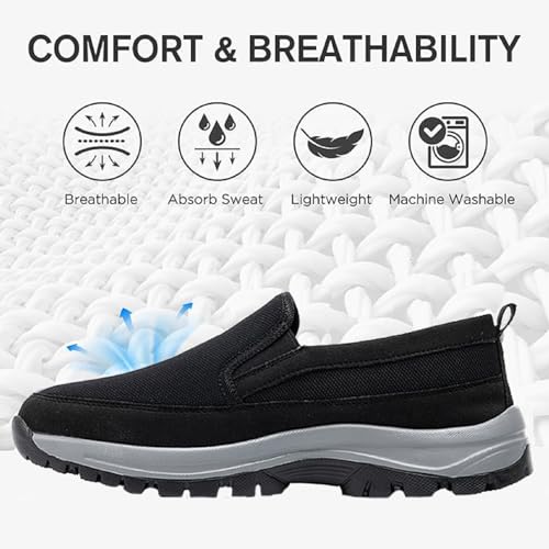 Tongzone Men's Slip On Walking Shoes Mesh Lightweight Casual Work Loafer Sneakers4