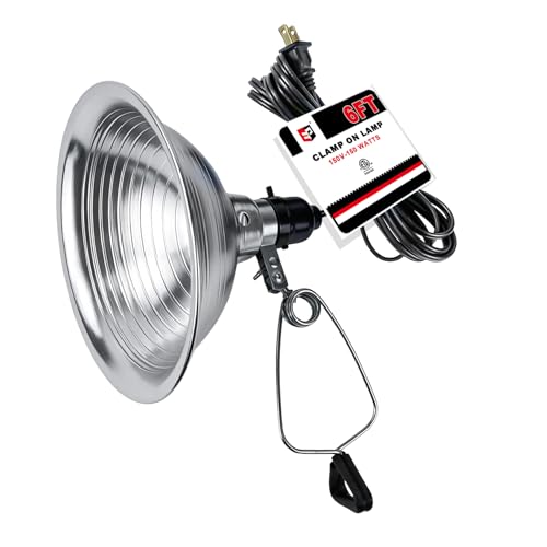 EP 18/2 6 FT Clamp Lamp Light with Detachable 8.5 Inch Aluminum Reflector by EP - Used condition - US$16.14